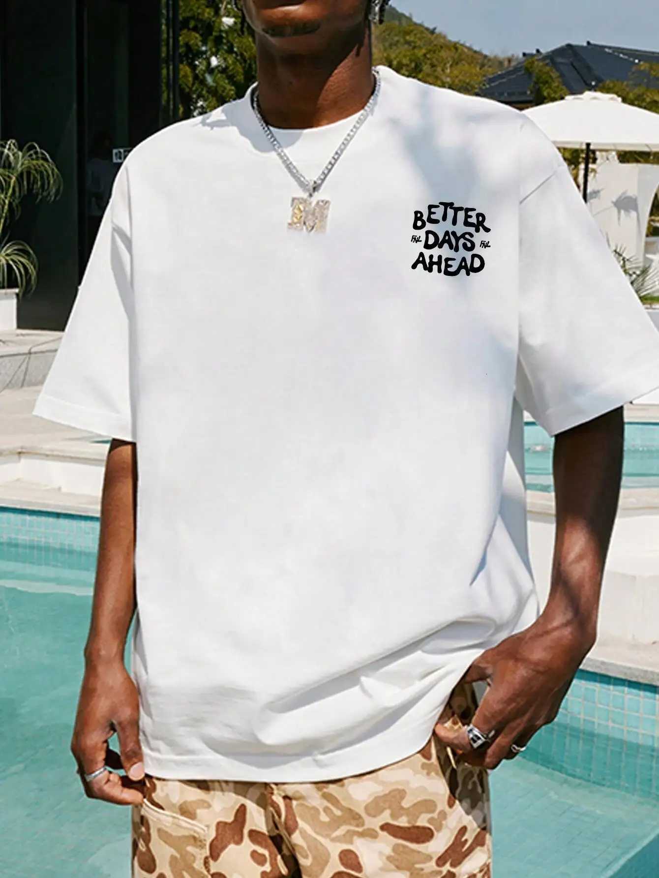 Better Days Ahead Letter Graphic Men Women T-Shirt O-Neck Casual Oversize T-Shirt Fashion Cotton Tee Clothes Summer Loose Tshirt Z251104