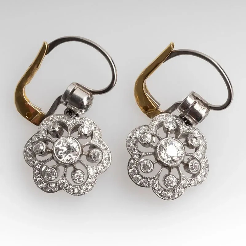 Gorgeous flower crystal wedding earrings for women fashionable jewelry micro spread white cubic zirconia drop gift 250326