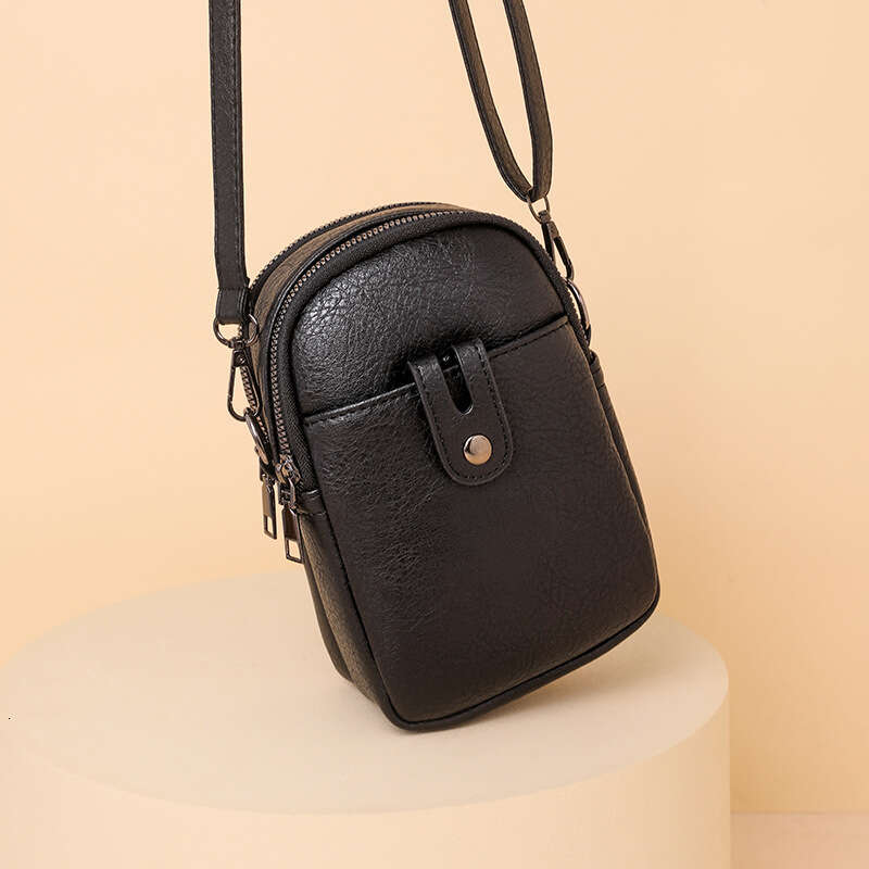 Women's 2025 New Soft Leather Mobile Phone Fashionable, Simple, High end, Single Shoulder Crossover Mini Small Bag for Women