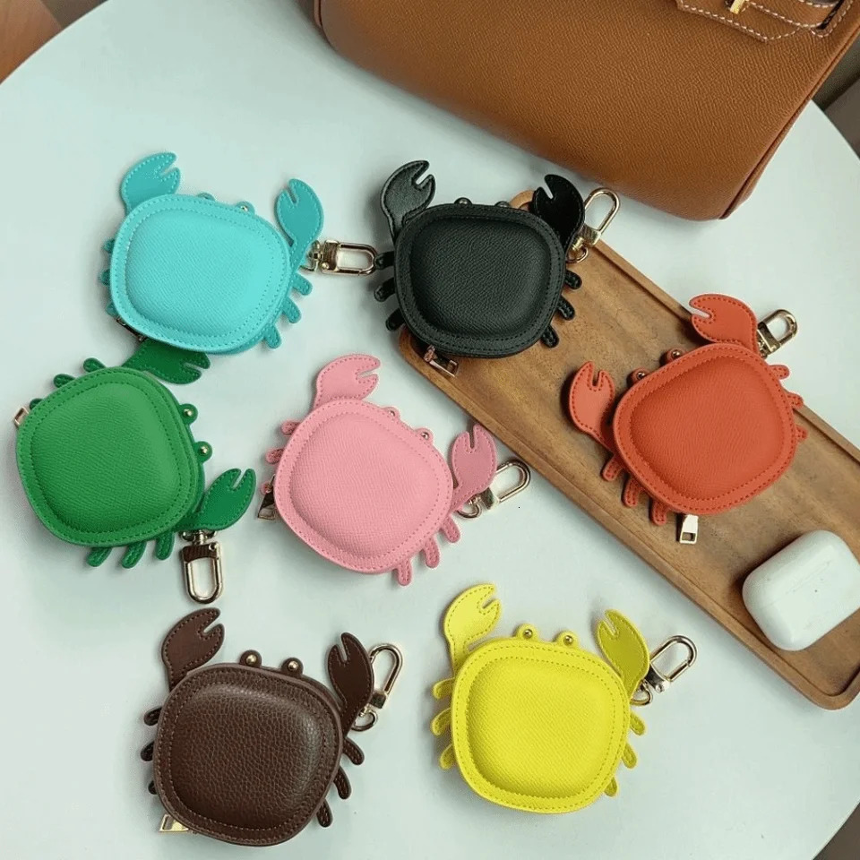 Cartoon Crab Coin Purse Keychain Cute Small Purse Crab PU Leather Pendant Backpack Hanger Zipper Earphone Bag Mini Storage Bag 251104