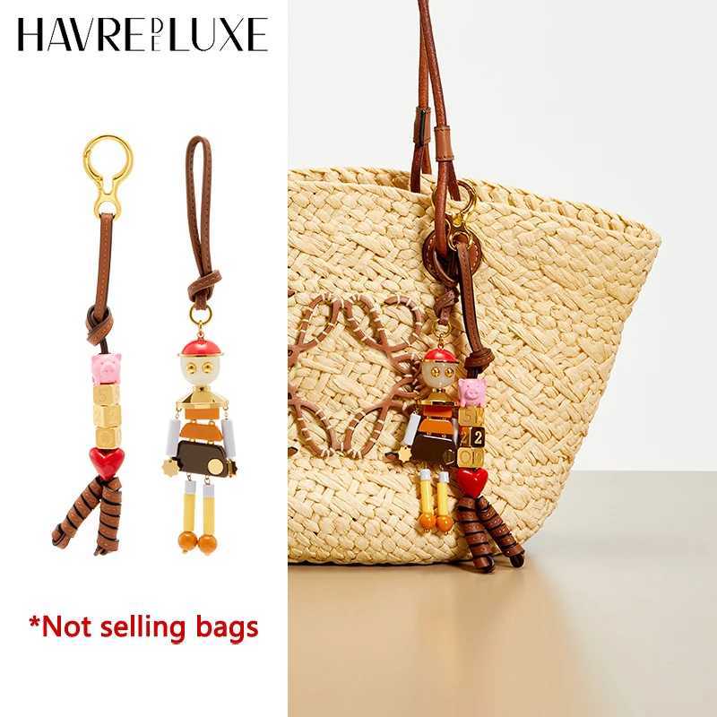 Robot Pig bead Leather bag charm for womens bag fashion decoration couple high-end keychain bag accessories C251104
