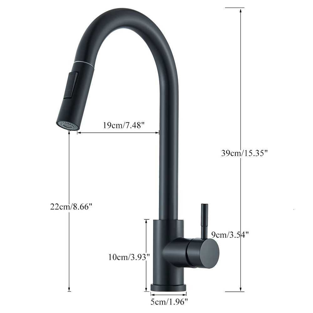 Black Pl Out Kitchen Faucet Deck Mounted ible Hot And Cold Water Kitchen Sink Mixer Tap With Stream Shower Modes Nozzle Y251104