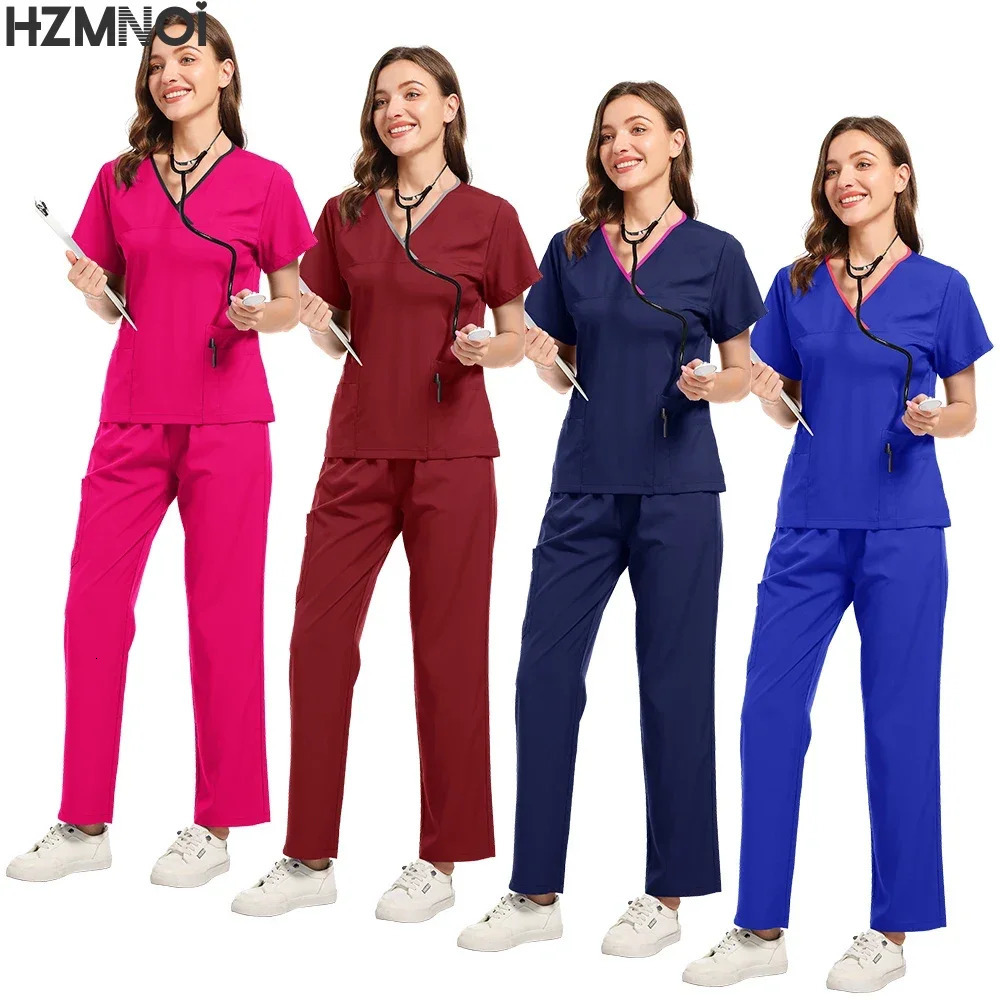 Beauty Salon Women Work Uniforms Plus Size Short-sleeved Health Services Suits Working Suits Summer Fashion Pet Scrubs Costume 250403