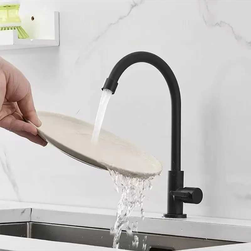 Stainless Steel Kitchen Faucet Single Lr Hole Tap Cold Sink Faucet Single Handle Deck Mounted Water Taphose not include Y251104