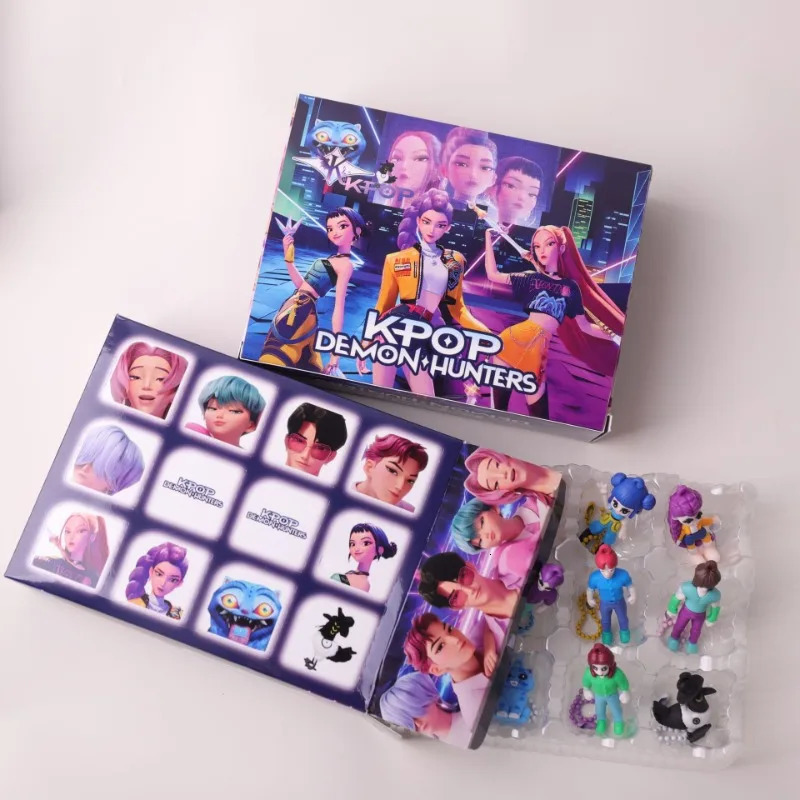 12/24pcs/Set Kpop Demon Hunters Keychain Pendant Derpys Tiger Rumi Mira Zoey Sussy Figurine Doll Fans Surprise Gift Blind Box 251104