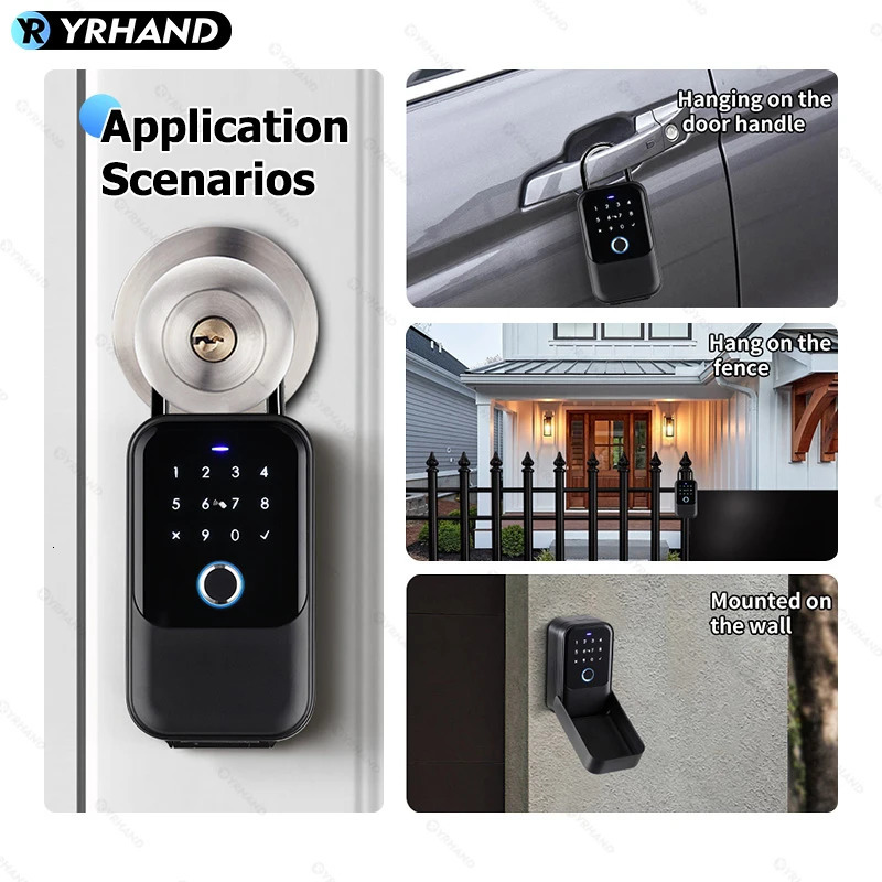 YRHAND TTlock password Smart Fingerprint Digital card Inteligente Tuya Electronic Portable IP66 Lock Boxes For Smart Home 250402