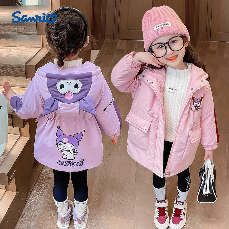 Sanrio Girl Child Cotton Clothes Kuromi Autumn Winter New Velvet Thicken Keep Warm Kawaii Anime Figure Childrens Clothing H251104