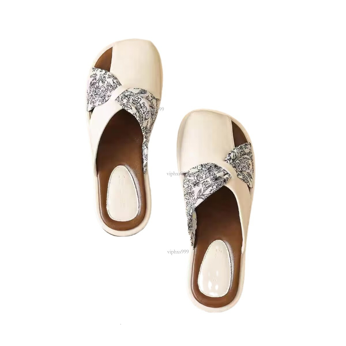 New Designer Sandals With Free Shipping Large Size Flat Bottomed Half Slip Slippers Women Wearing Out Baotou New Chinese Style Printed Casual Sandals 