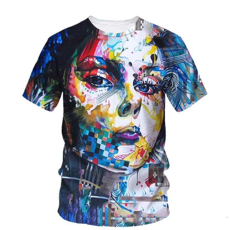 Funny Graffiti 3D Men T Shirts Originality Painting Art Graphic Print Short Sleeve Tops Fashion Casual O-neck Personality Tees