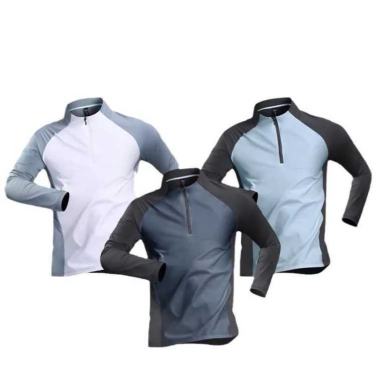 New Creative Half Zipper Training Clothing for Mens Speedos Long Sleeves for Spring and Autumn/Summer Sports Athletes Running T-shirts for Fitness W25