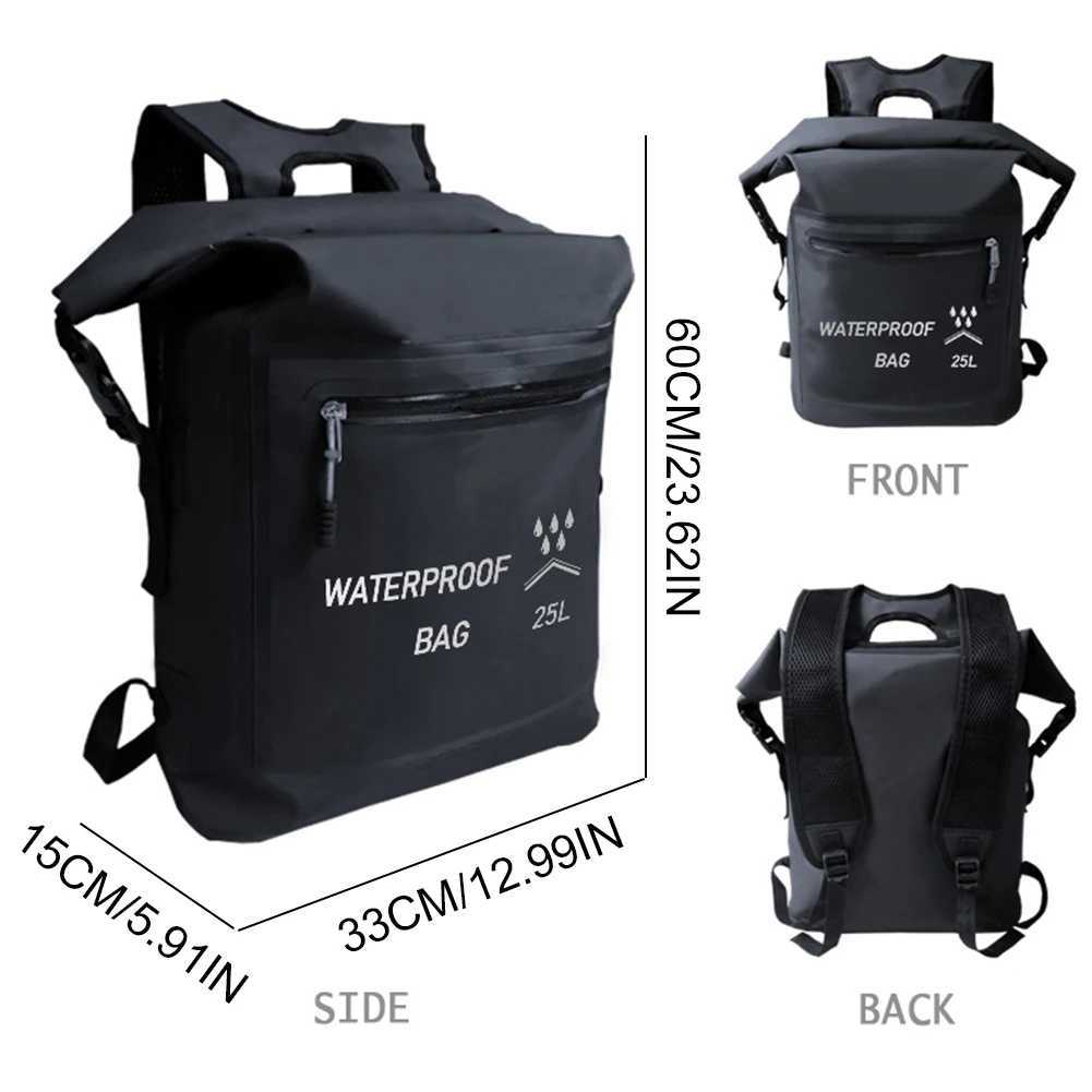 25L Waterproof Backpack Dry Backpack Large Capacity Rolltop Beach Bag PVC Swimming Backpack for Camping HikingC250407