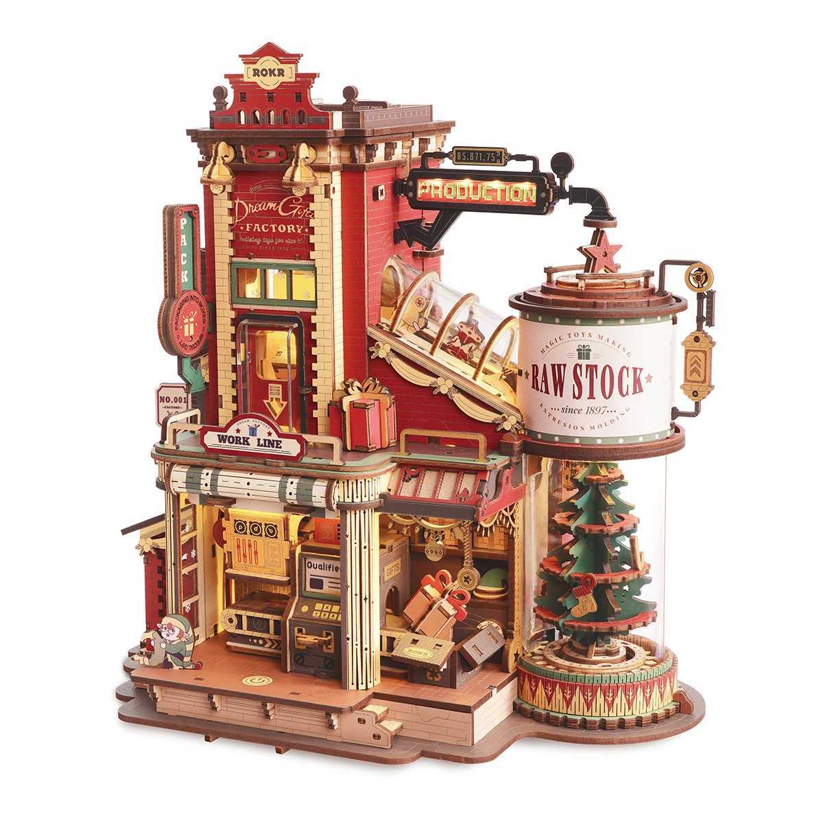 Robotime Rokr Dream Gift Factory 3D Wooden Puzzle Christmas Gifts Toy with Light and Music for Children Kids Building Block Kits C251104