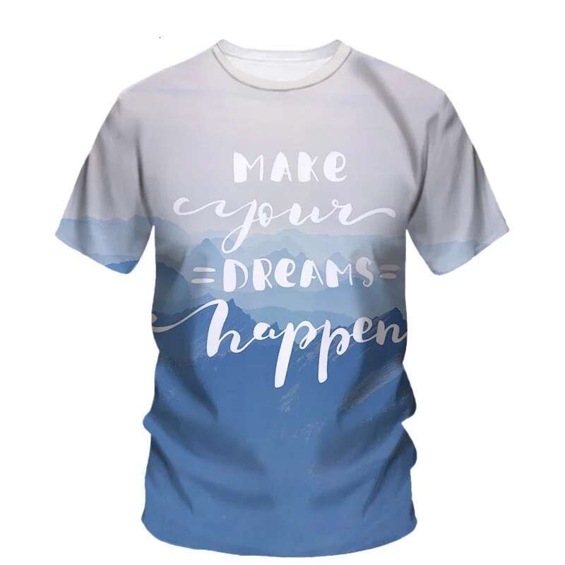 Fashion Originality Inspirational Slogans 3D Personality Print Men's t-shirt Summer Casual Short Sleeve Tops Fun Trend Men Tees