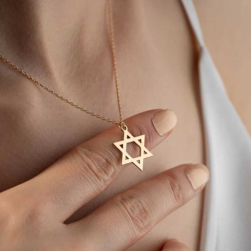 Trendy Star of David Pendant Necklace for Women Stainless Steel Je Symbols Necklace Mens Religious Amulet Jewelry GiftsXJ251104