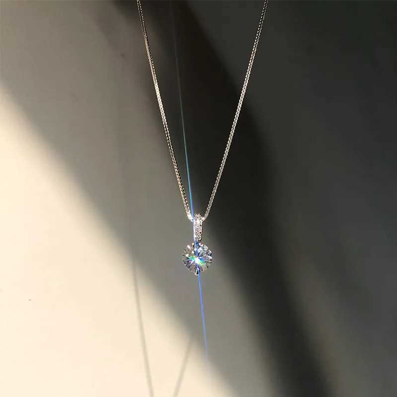 925 Sterling Silver Neck Choker Chain Round Zircon Pendants Necklaces Women Jewelry Exquisite Elegant Charms AccessoriesXJ251104