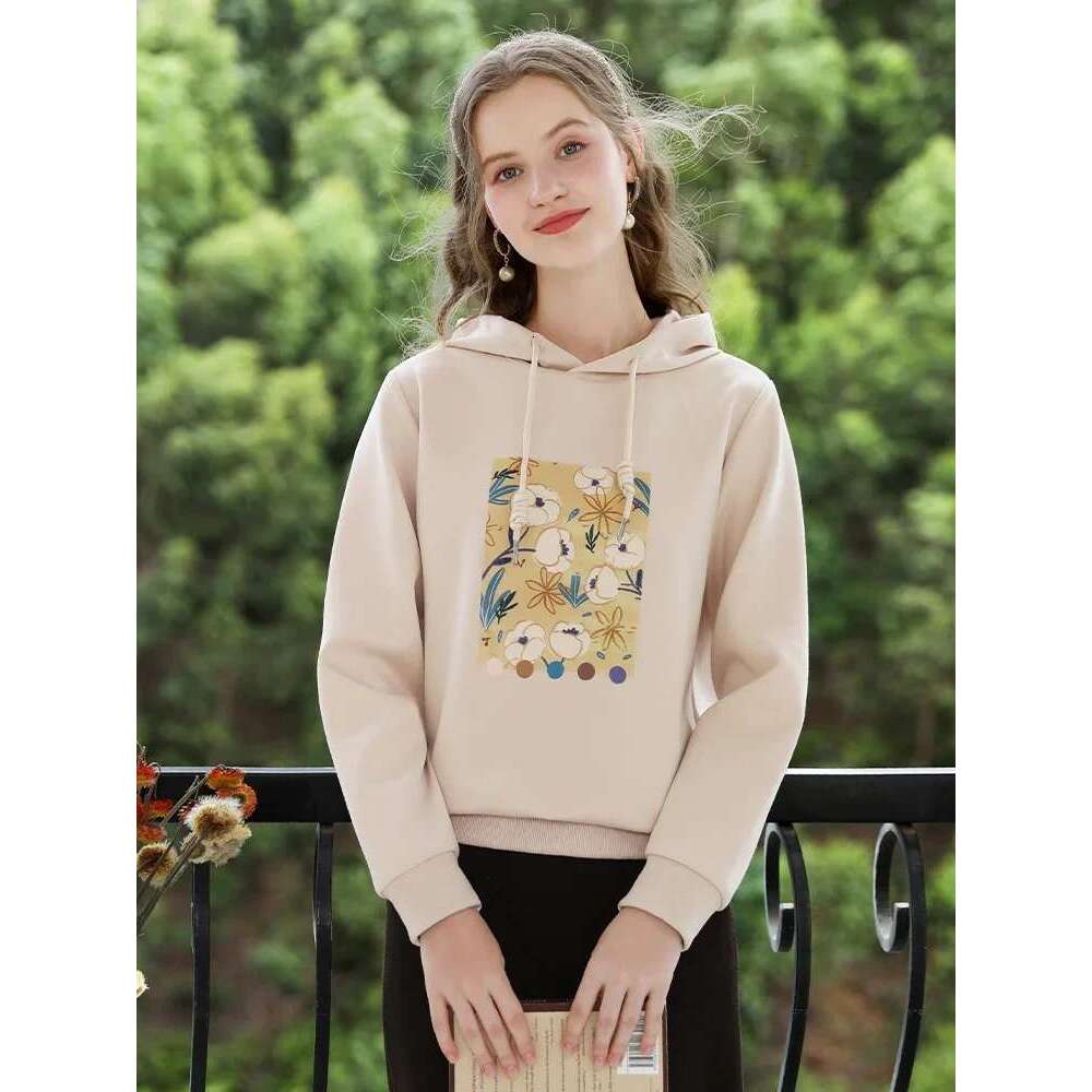 Women Hoodies Autumn New Wers Print Long-Sleeve Loose Casual Sweatshirt Basic Hooded Clothes