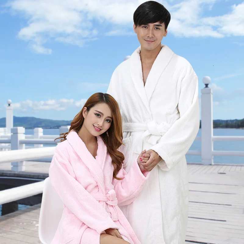Winter Men Robes Flannel Long Robe Towel Fleece Bathrobe Thick Sleepwear Nightwear Warm Night Gowns Kimono Robe Bridesmaid robes C251104