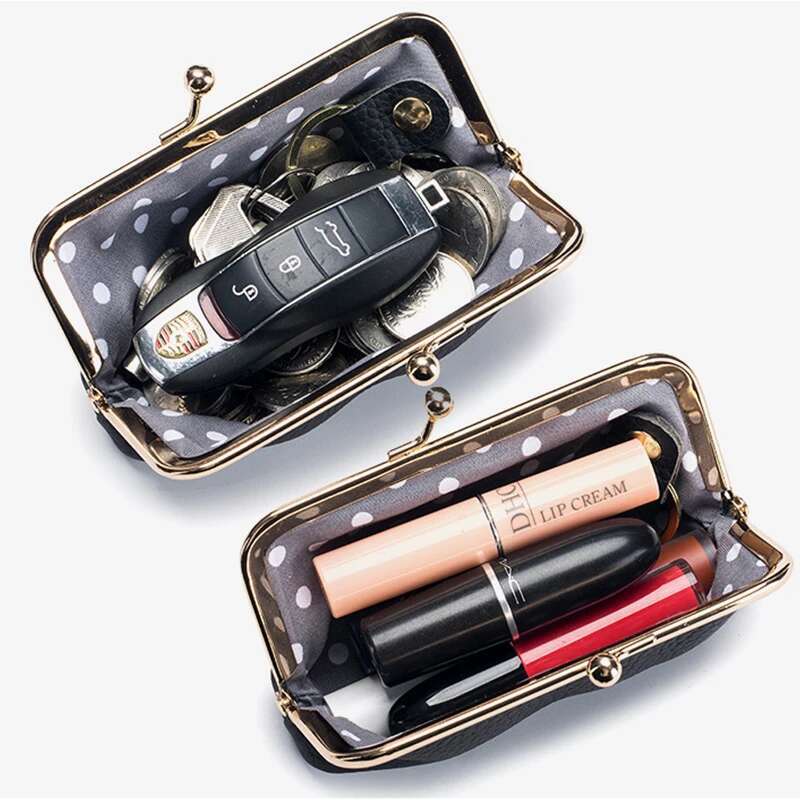 2025 new leather clip wallet, cowhide small wallet, car key clip, lipstick designer, women's headphones storage bag, trendy coin purse2