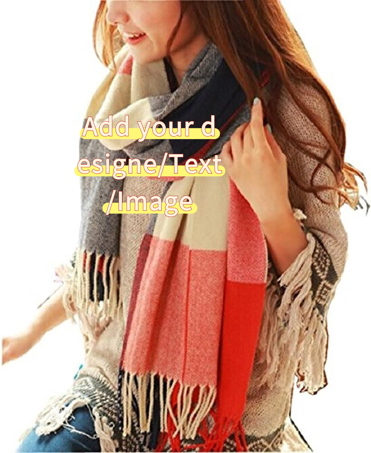 Custom Womens Scarf Fashion Long Plaid Shawls Wraps Big Grid Winter Warm Lattice Large Scarves Christmas Gifts