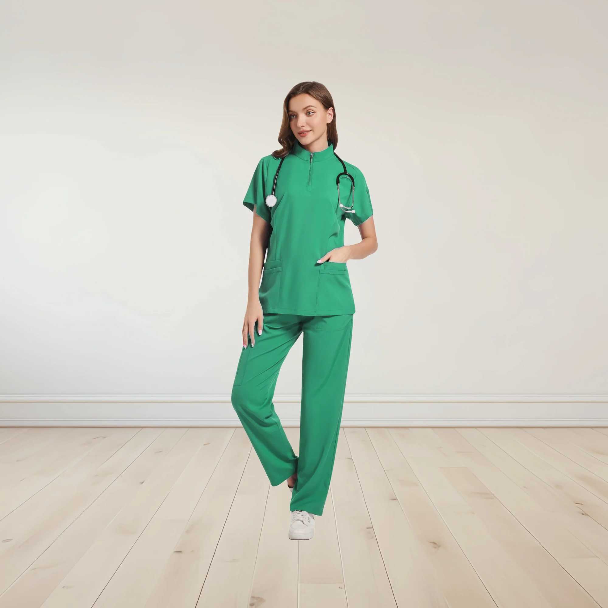 Summer Anti-Wrinkle Premium Fabric Clinical Nurse Uniforms Medical Scrubs Sets Surgical Blouse Grooming Doctor Uniforms Dentist W251104