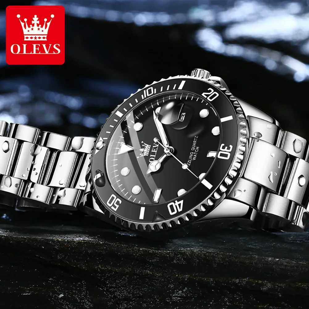 OLEVS Top Original Quartz Watch for Men Diving Series Stainles Steel Waterproof Man Watch Fashion Luxury Brand Mens WristwatchT251104