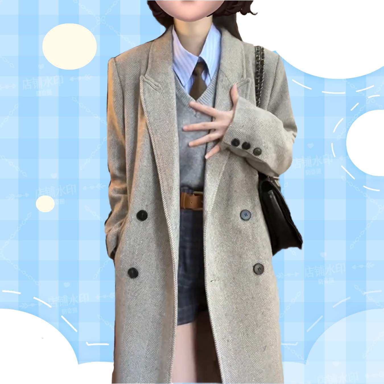 Winter Thickened Wool Coat for Women 2025 New Korean Style Petite High-end College Style Shoulder Wool Coat 241129