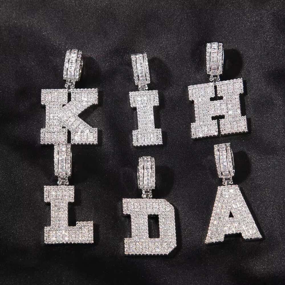 Hiphop A-Z 26 Armenian Alphabet Charcoal Pendant Necklace Women's and Men's Accessories