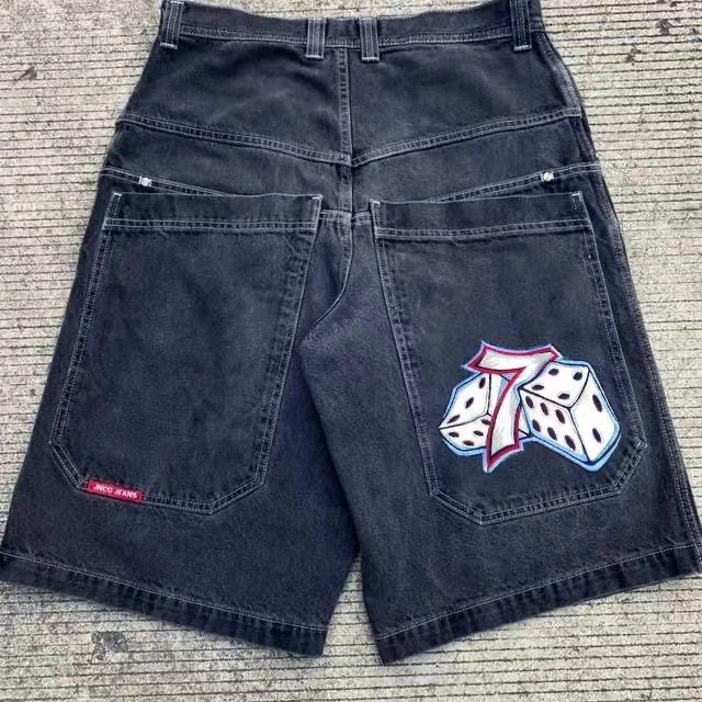 Y2k denim Mens Jeans Designer Jeans For Men Jeans street hip-hop graphic black loose Gothic men's shorts