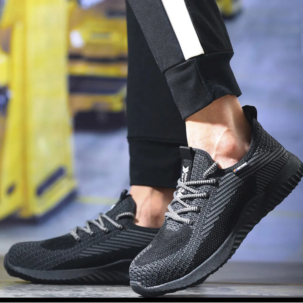 Breathable Safety Shoes Mens Work Boots Steel Toe Cap Puncture-Proof Indestructible Security Shoes Light Comfortable Sneakers 251104