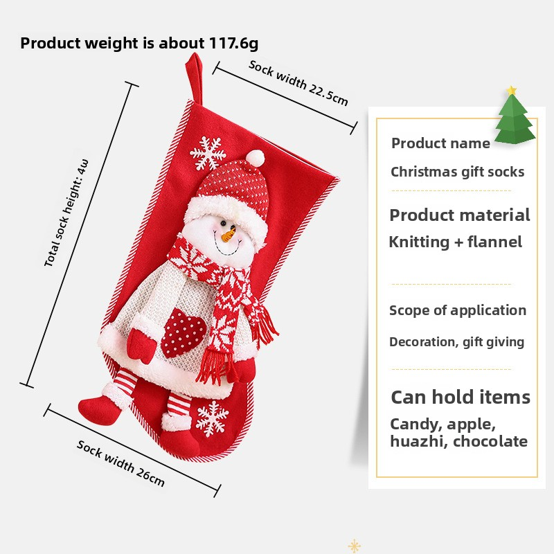 2-Pack Christmas Stocking Gift Bags Candy Gift Boxes Christmas Tree Ornaments Hanging Decorations with Santa Snowman and Reindeer Creative Hangers