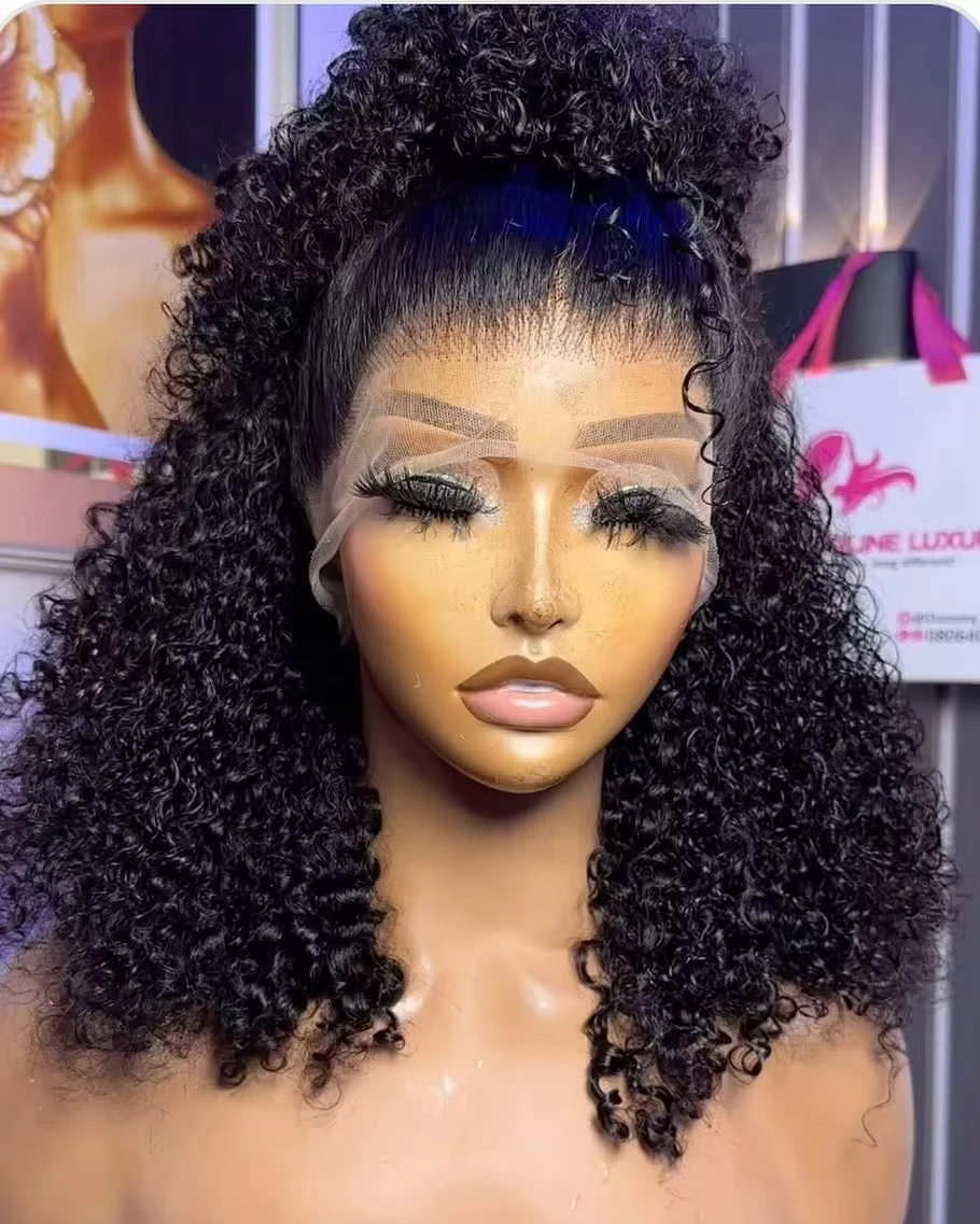 Short Bob Curly HD Lace Frontal Wigs Glueless Human Hair Afro water Curly 13x4 Lace Frontal full lace Hair Brazilian 5x5 Closure Wig 250% density
