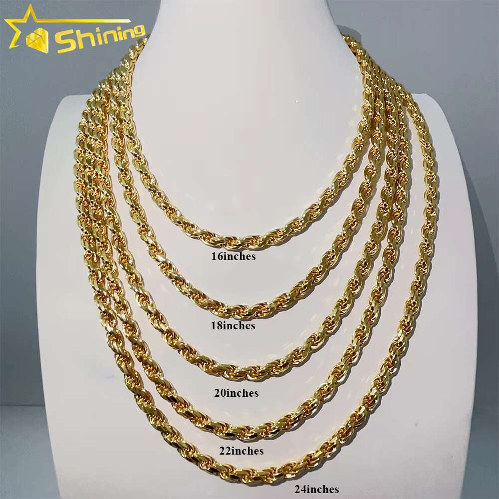Hot Sale 6mm Sterling Silver 925 Gold Plated Rope Chains for Men