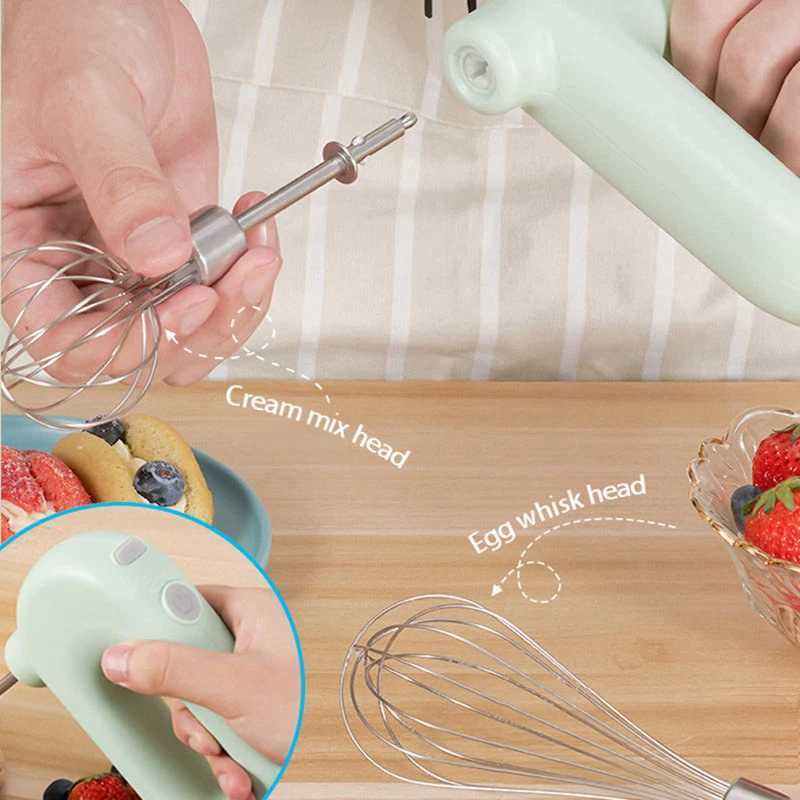 USB Electric Blender Wireless Portable Mixers with 2 Mixing Head Food Mixer Handheld Rechargeable Whisks Dough Stirrer Eggbeater J251114