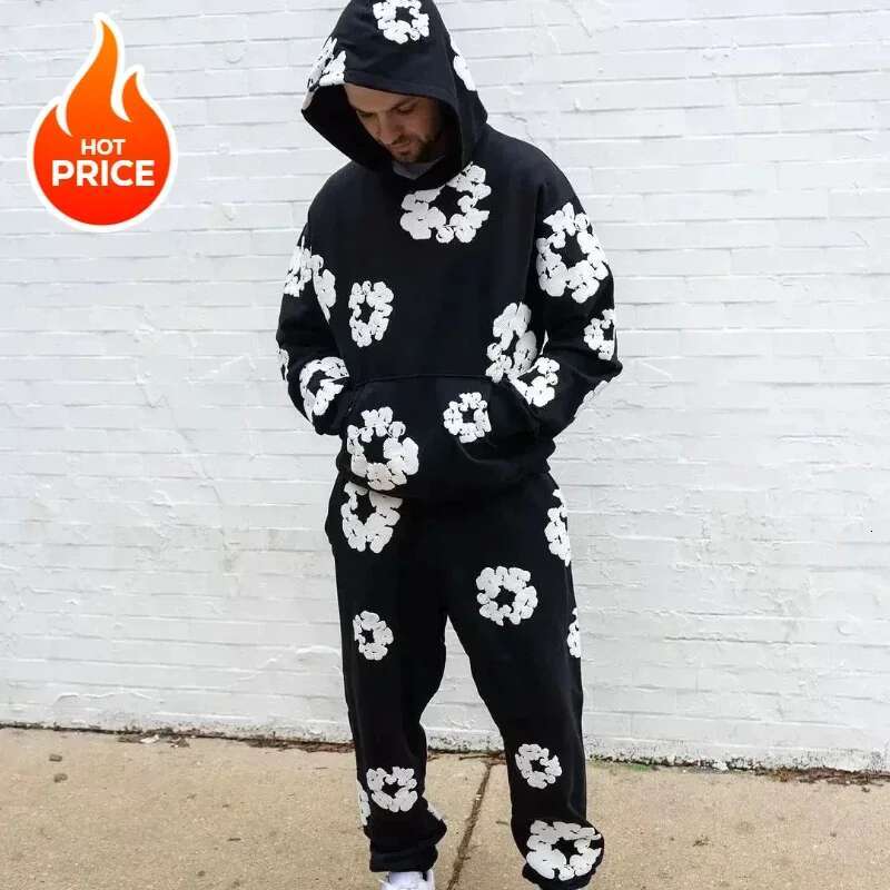 New American Fashion Brand Kapok Sweater Autumn Winter Ins Street Couple Top Comfortable Casual Men's Hoodie Set