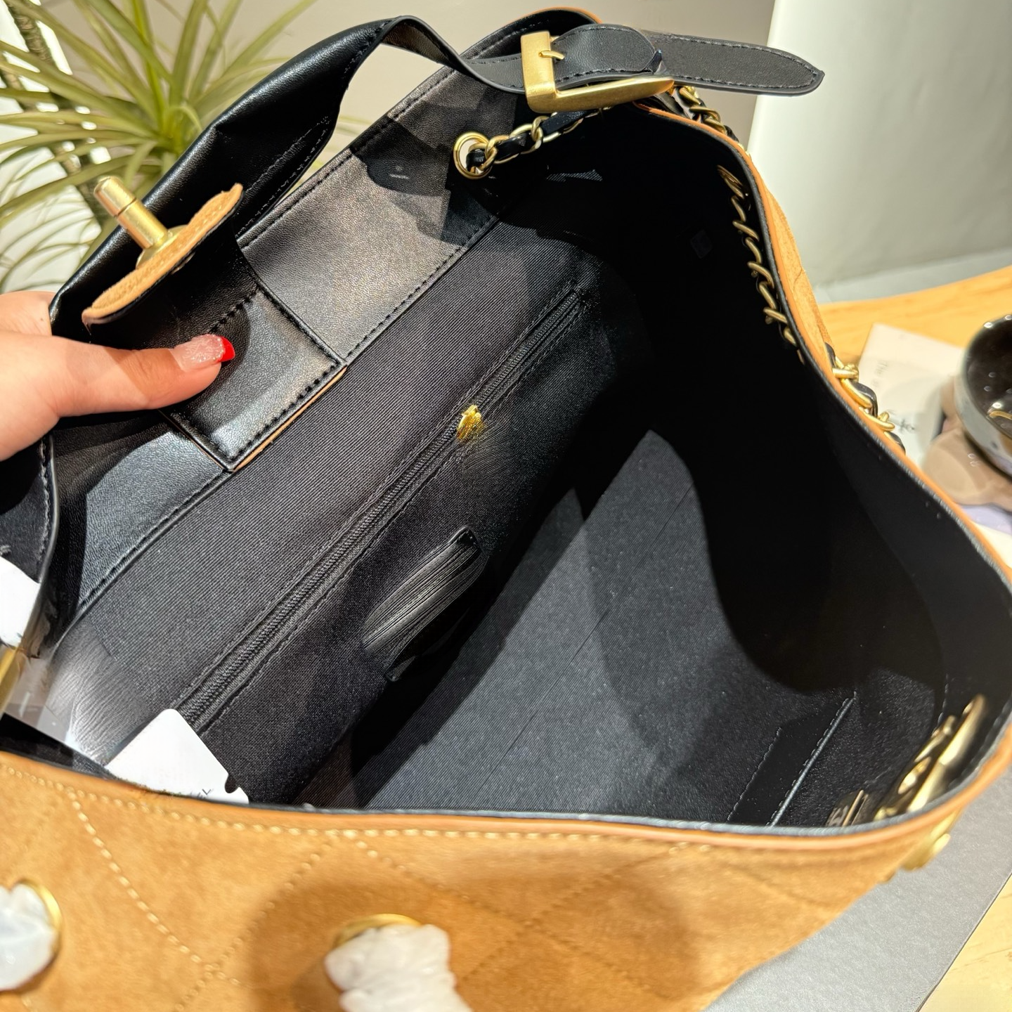 New suede matching color tote bag women's large capacity chain bag