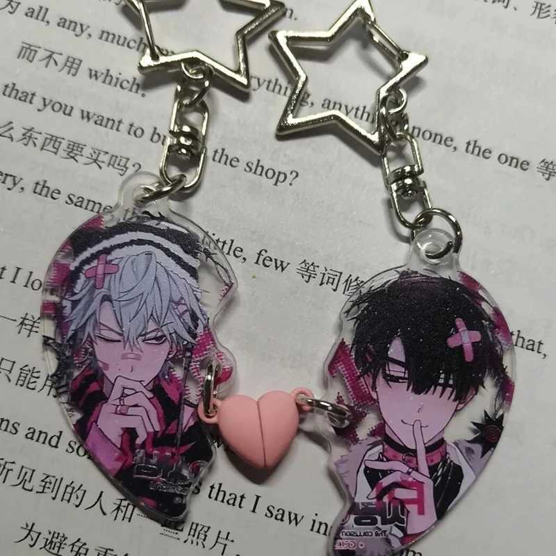 Anime ALIEN STAGE IVAN TILL Cosplay Keychain Unisex Acrylic Heart Magnet Pendant Key Chain 2Pcsset Keyring Bag Accessories GiftW251103
