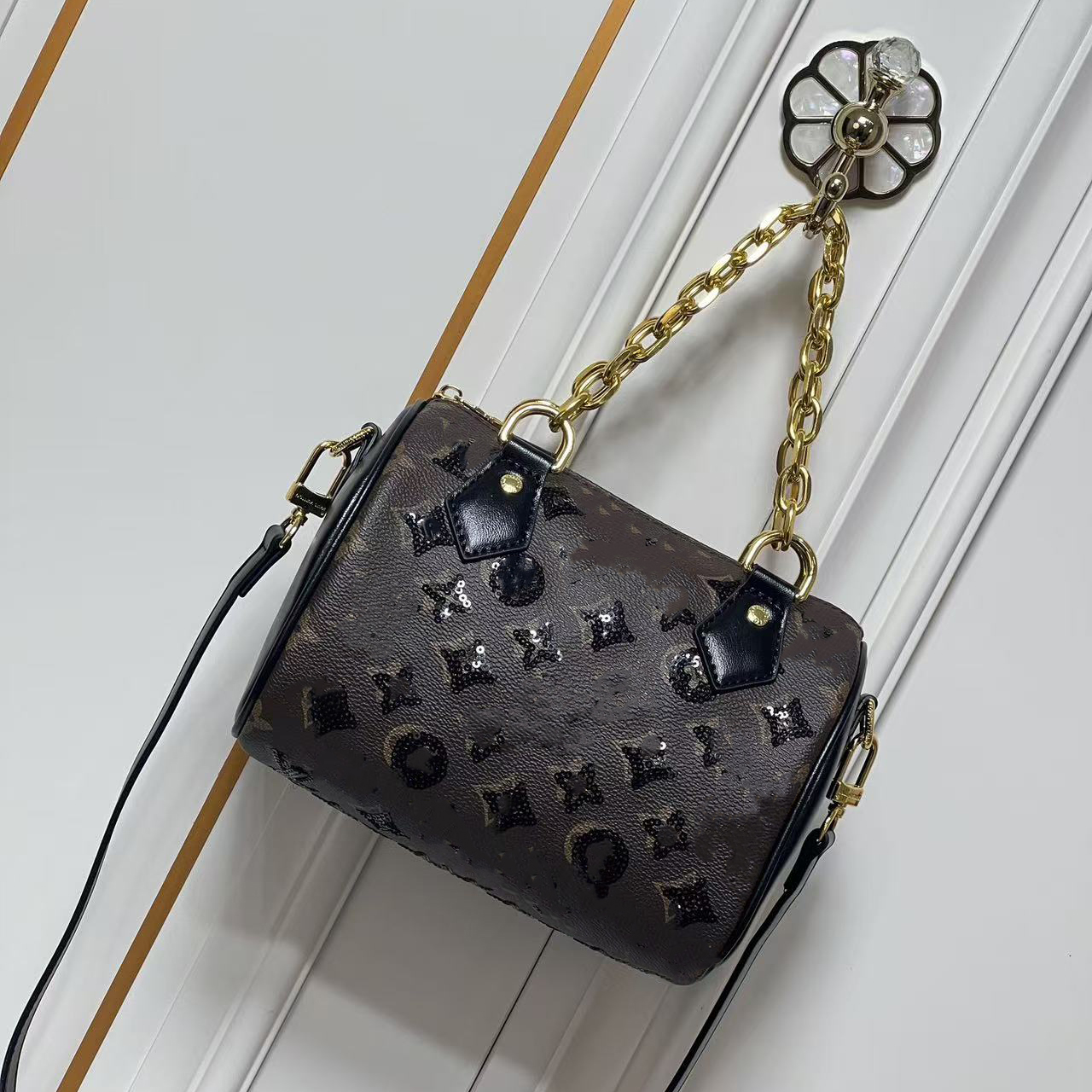 Designer Bag 2025 Ski Collection Black Sequin Handbag Gold Chain Bag Luxury Woman Mini Pillow Bag Shoulder Bag Crossbody Bags Evening Bag Travel Bag High Quality