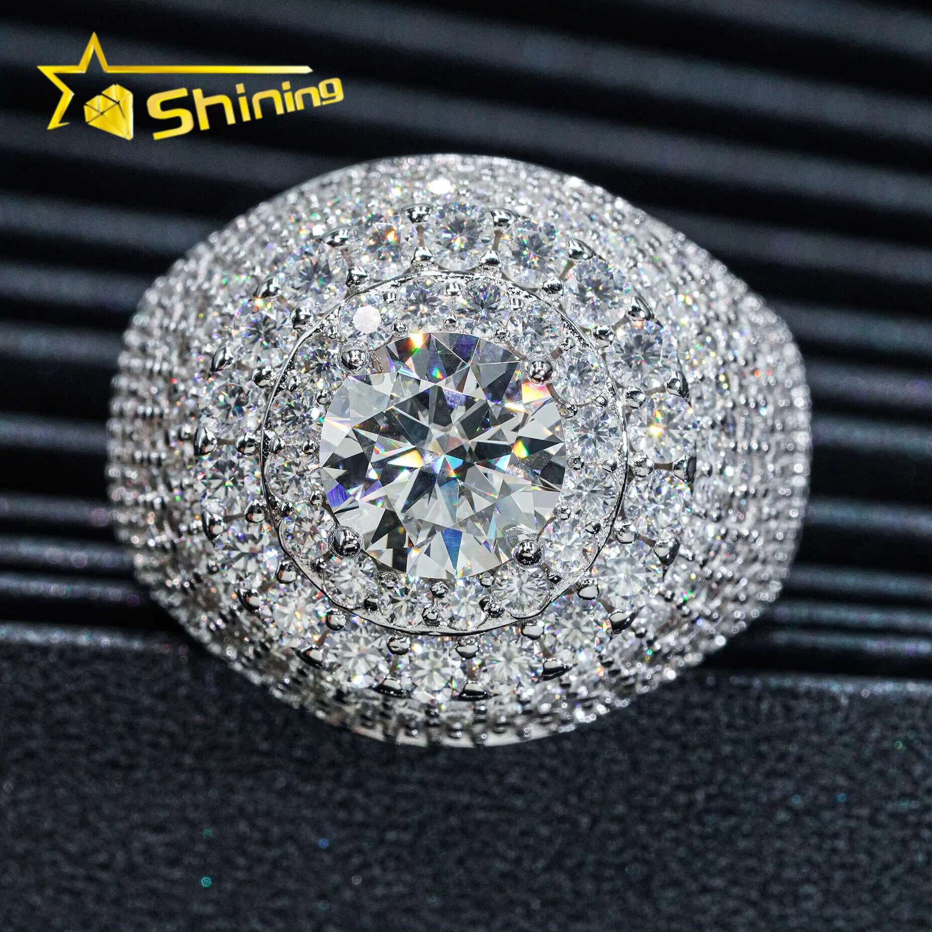 Pass Diamond Tester Iced Out Men Rings 925 Silver Fashion Moissanite Ring Hip Hop Fashion Jewelry Pinky Rings for Engagement