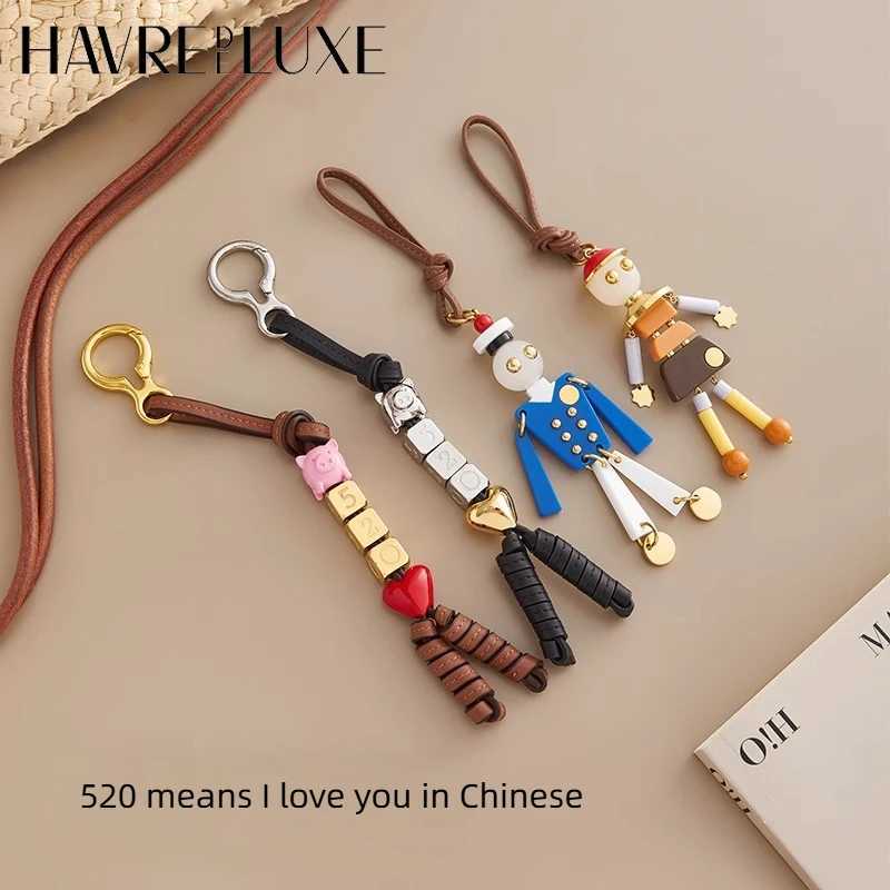 Robot Pig bead Leather bag charm for womens bag fashion decoration couple high-end keychain bag accessories C251104