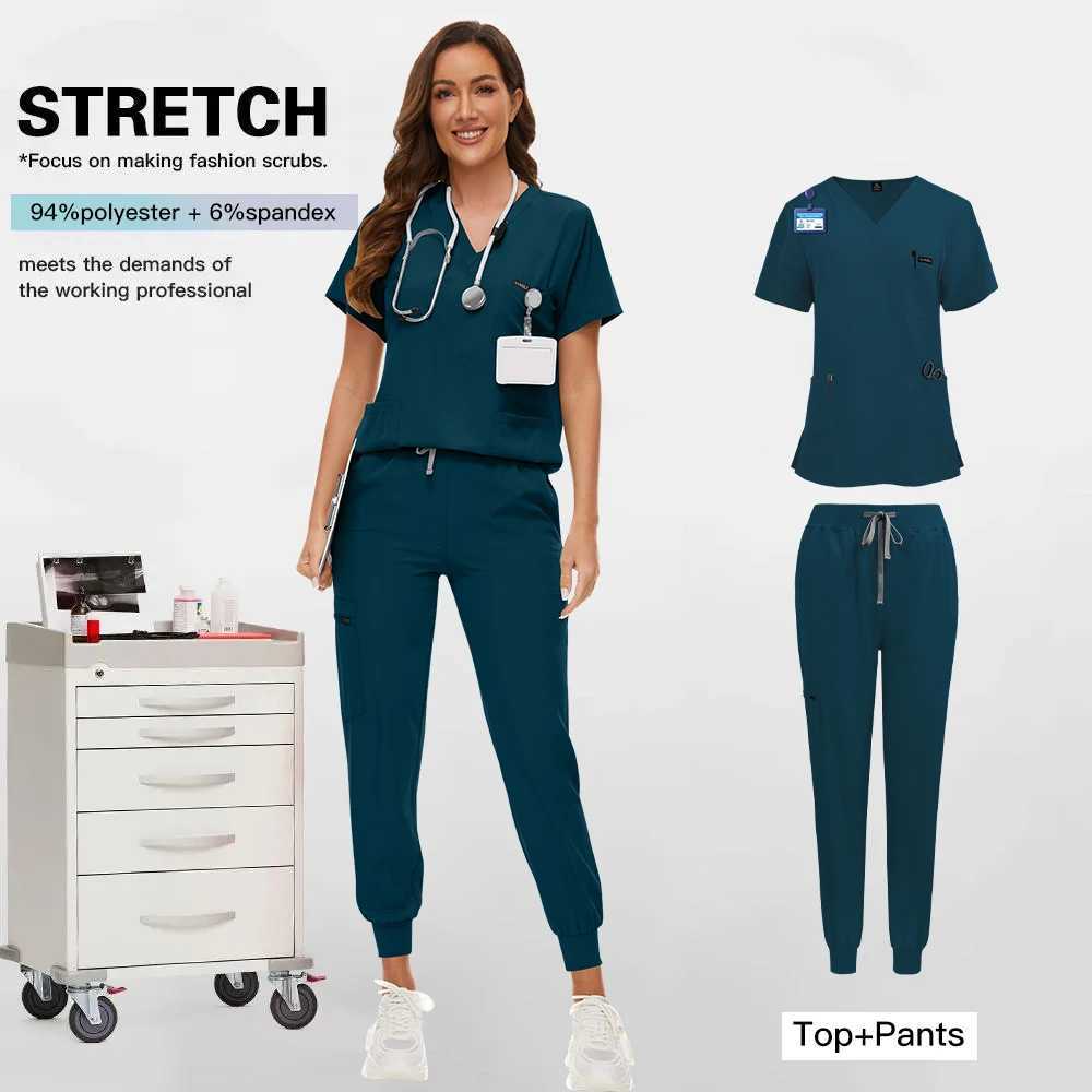 Women Jogger Suit Hospital Medical Nurse Uniforms Pharmacy Healthcare Work Wear Surgical Scrubs Sets Clinical Accessories Unisex W251104