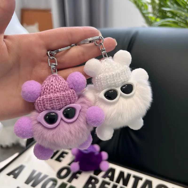 Keychain Imitation Otter Rabbit Fur Small Coal Ball Plush Pendant Keyrings Accessories for Women Bag Hanging Decoration Kid Gift C251104