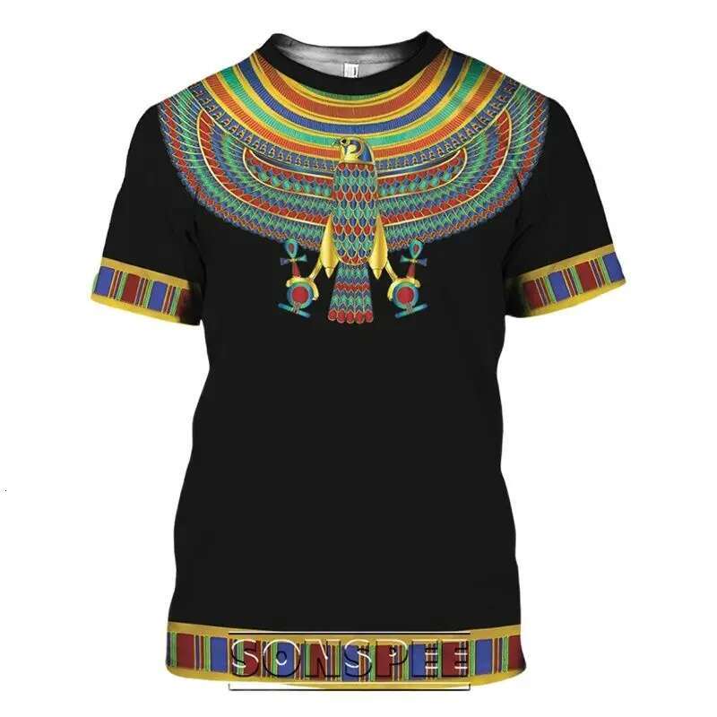 Egyptian Civilization Mural Totem 3D Haruku Print Men's And Women Summer Street Hip-Hop Retro Round Neck Short Sleeve T-shirt