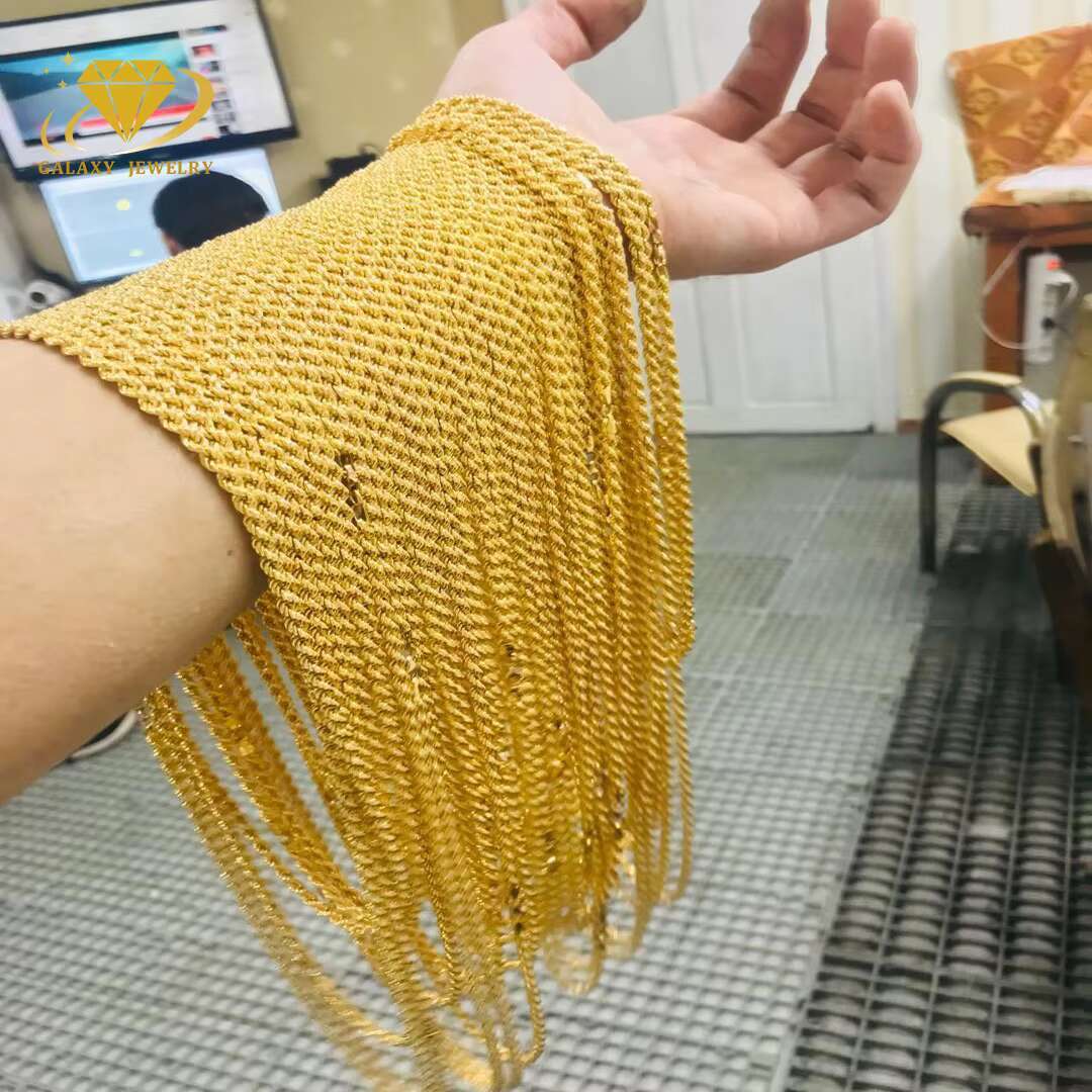 Wholesale Au750 18k Pure Gold Jewelry 9k 10k 14k 18k 24k Twisted Rope Chain 1.08mm-6mm Gold Rope Chain