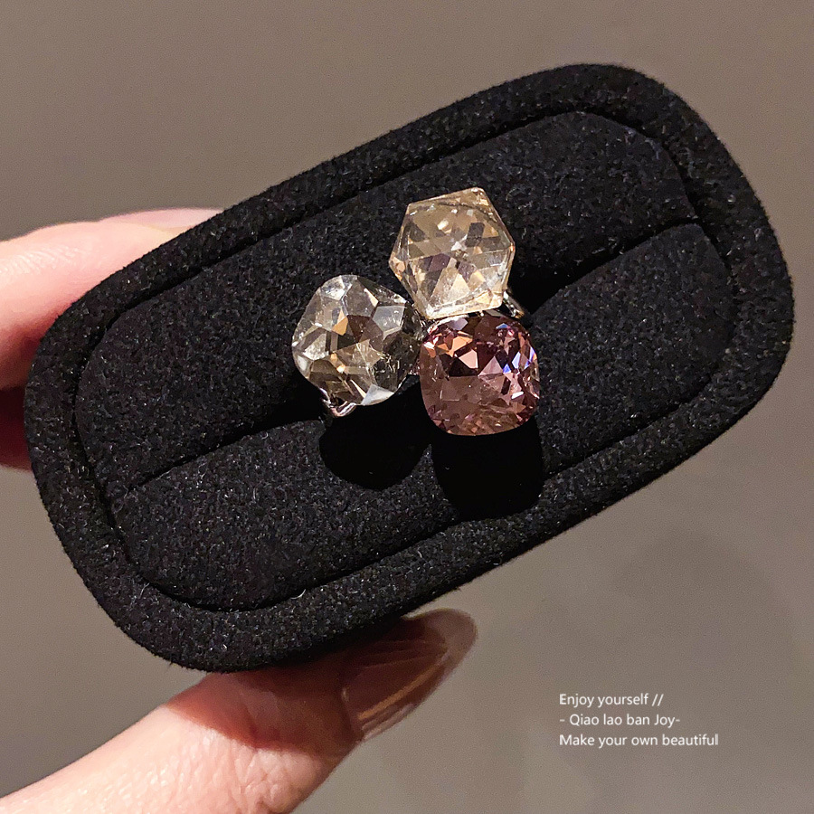 Silver Toned Ring With Multi - Colored Gemstones And Unique Cut Design Delicate Daily And Eye - Catching Jewelry Gift For Her High Quality And Fashion