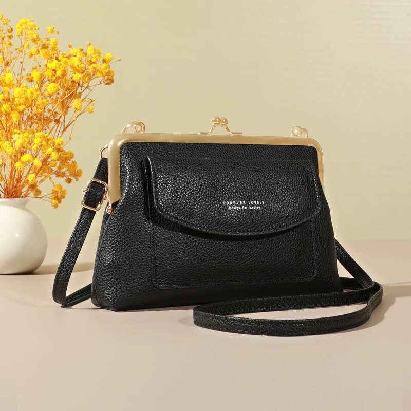 2025 New Women's Elegant PU Leather Handbag Wallet Modern Lock and Zipper Design Crossbody Bag with Adjustable Shoulder Strap Trendy Shoulder Bag