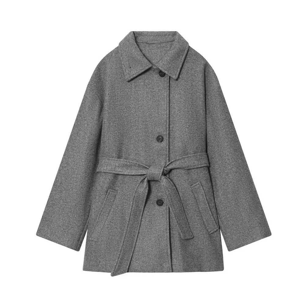 DiYiG Women 2025 Autumn New Fashion with Belt Casual Coat Retro Long Sleeve Joker Button Slim Long Sleeve Coat Outerwear Mujer J251103