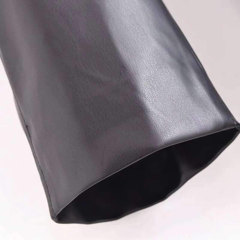 2024 New Outerwear Autumn Winter Women Leather Jacket Black With Belt Single Button Lapel Short Trench Coat Slim Stylish Tops