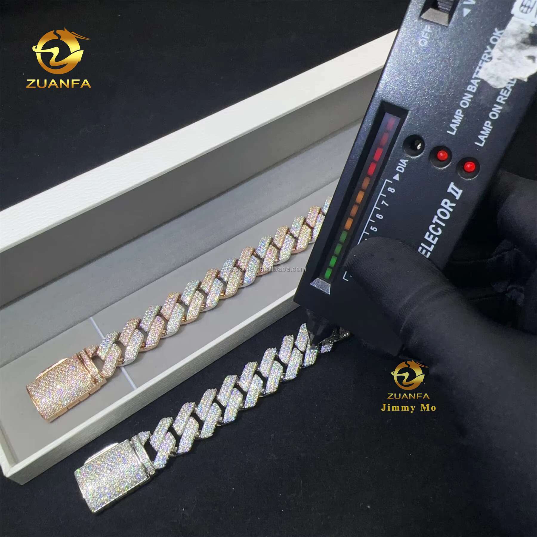 New Arrivals 15mm White Gold Two Tone Color Jewelry Luxury Man Style Hip Hop S925 Moissanite Diamond Miami Cuban Link Bracelet