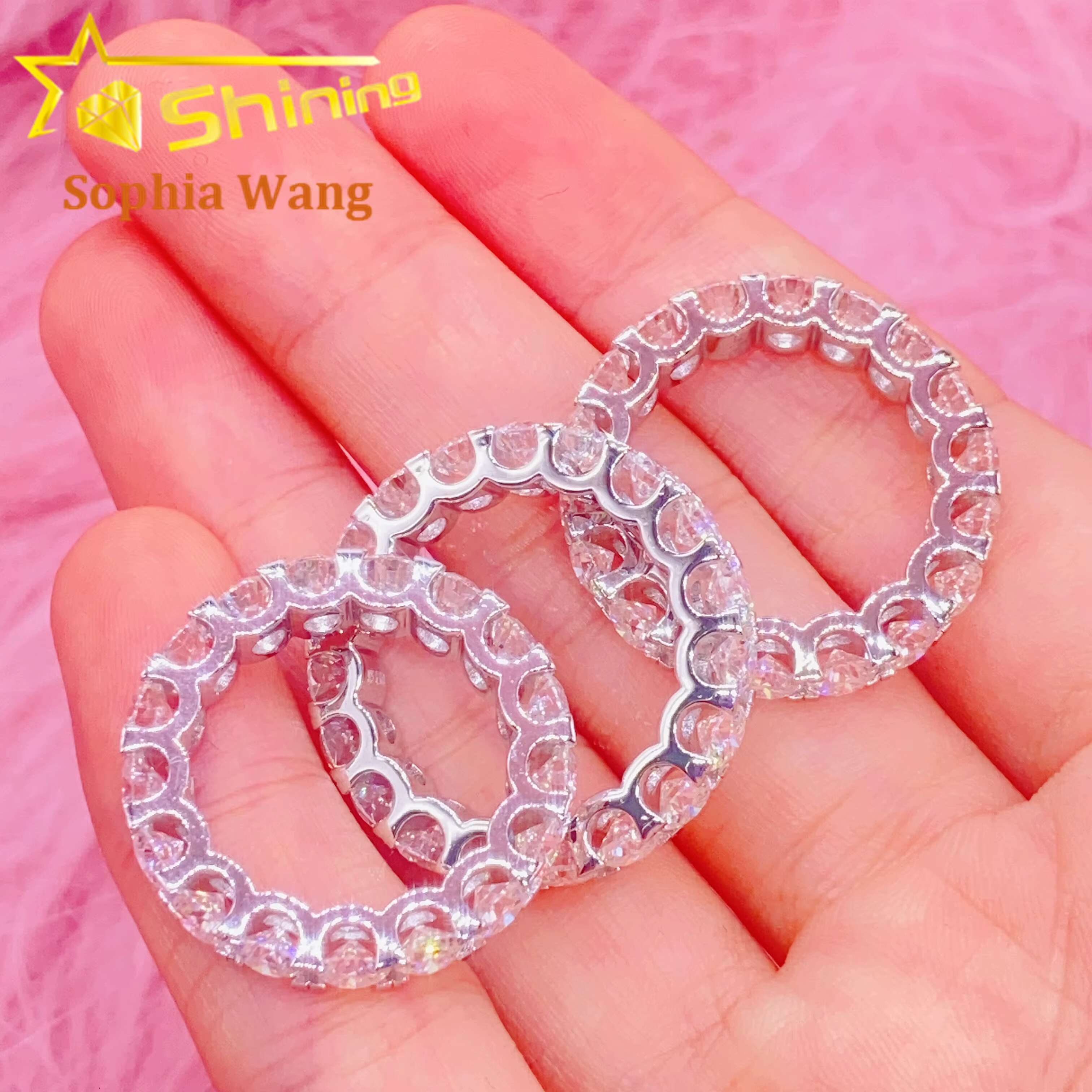 S925 Sterling Silver Luxury Diamond Rings Women Custom Tennis Ring Vvs Moissanite Diamond Engagement Ring for Women