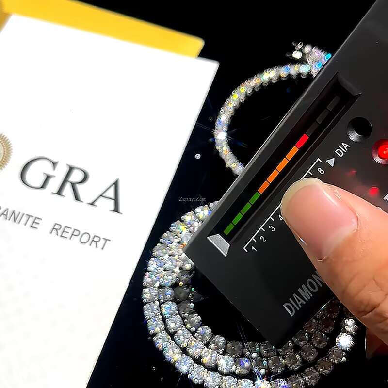 Fine Jewelry Necklace Vvs Moissanite Hiphop Tennis Chain k GRA Certificate 100% Sterg Sier Dia Bracelet